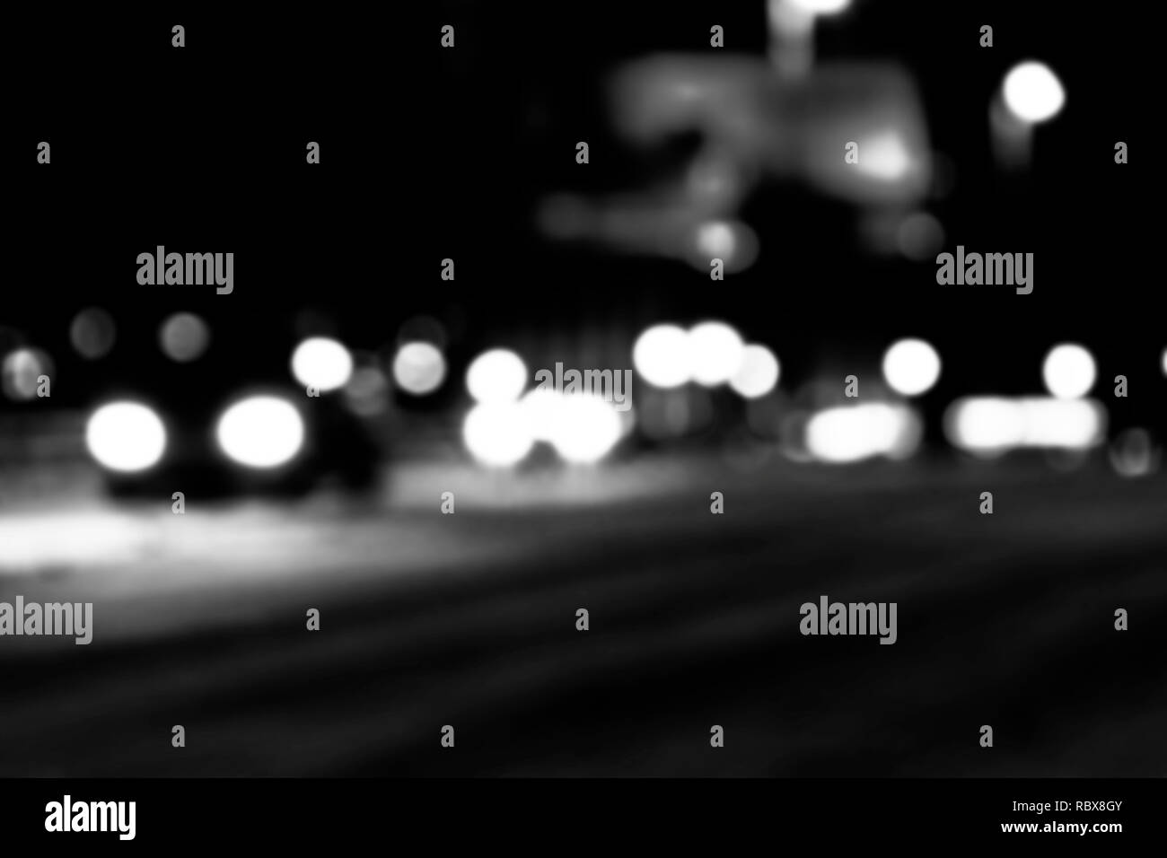 Night city view in blur. City Speed Traffic lights blurry photo. Street