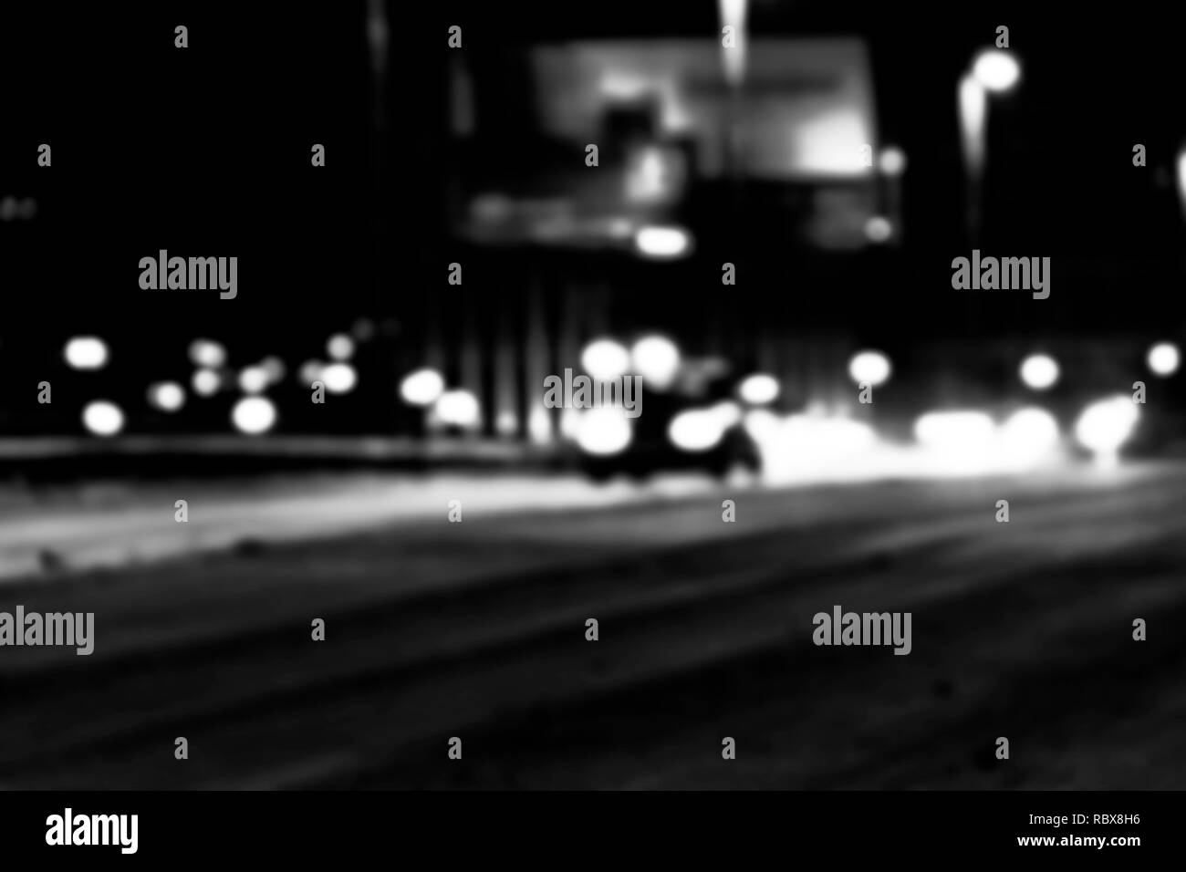 Night city view in blur. City Speed Traffic lights blurry photo. Street