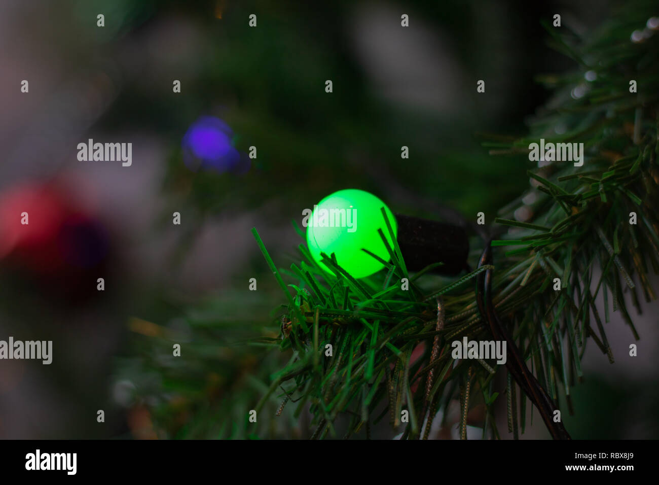 Green light on christmas tree Stock Photo Alamy