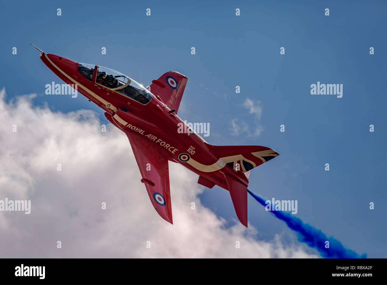 Red arrows displaying at the RIAT 2018 Stock Photo
