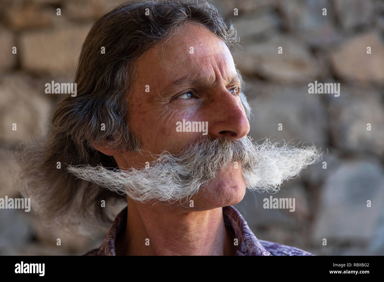 Armenian man with a big mustache, in Yerevan, Armenia Stock Photo