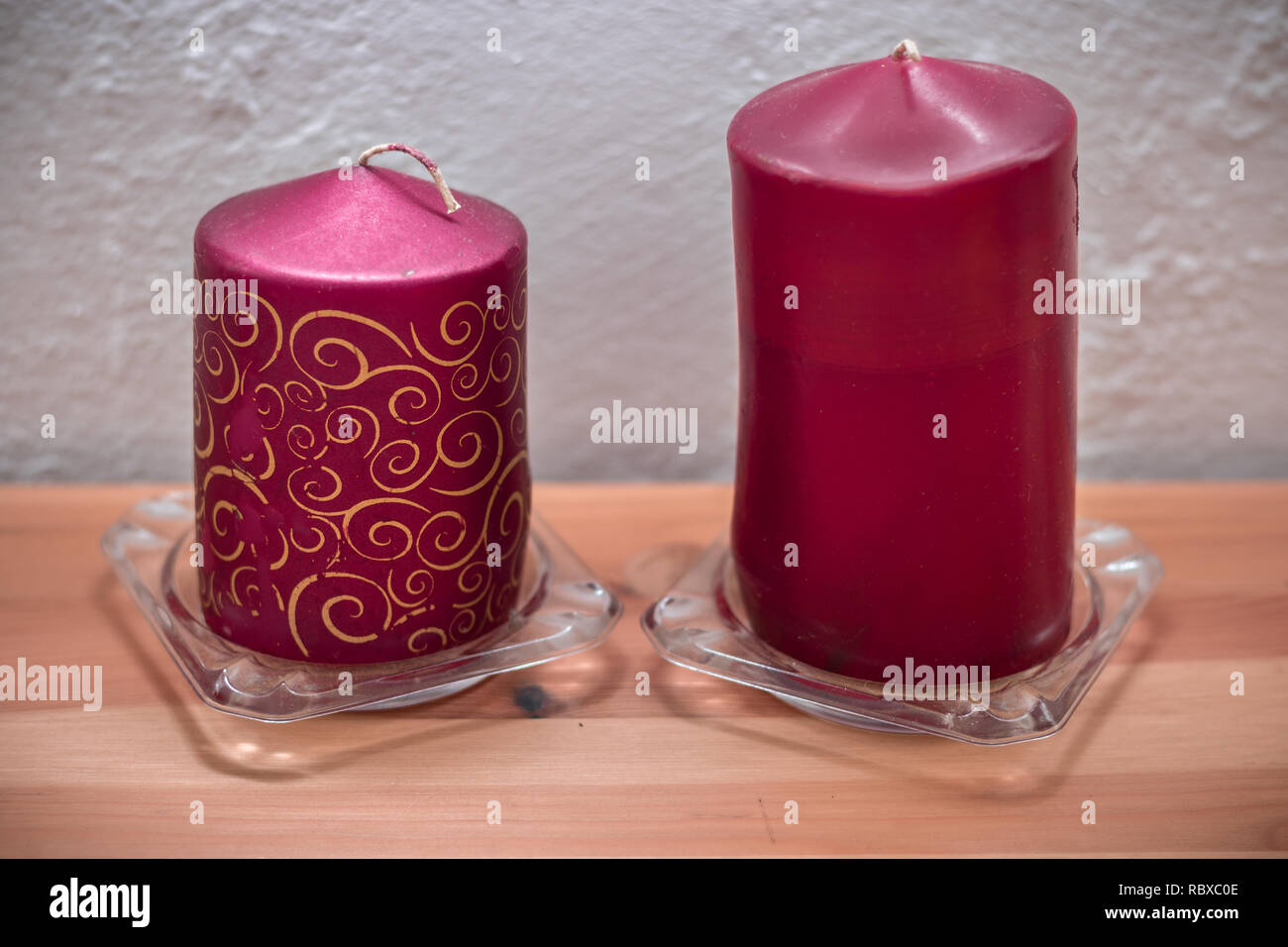 Two ornate pink candles Stock Photo Alamy