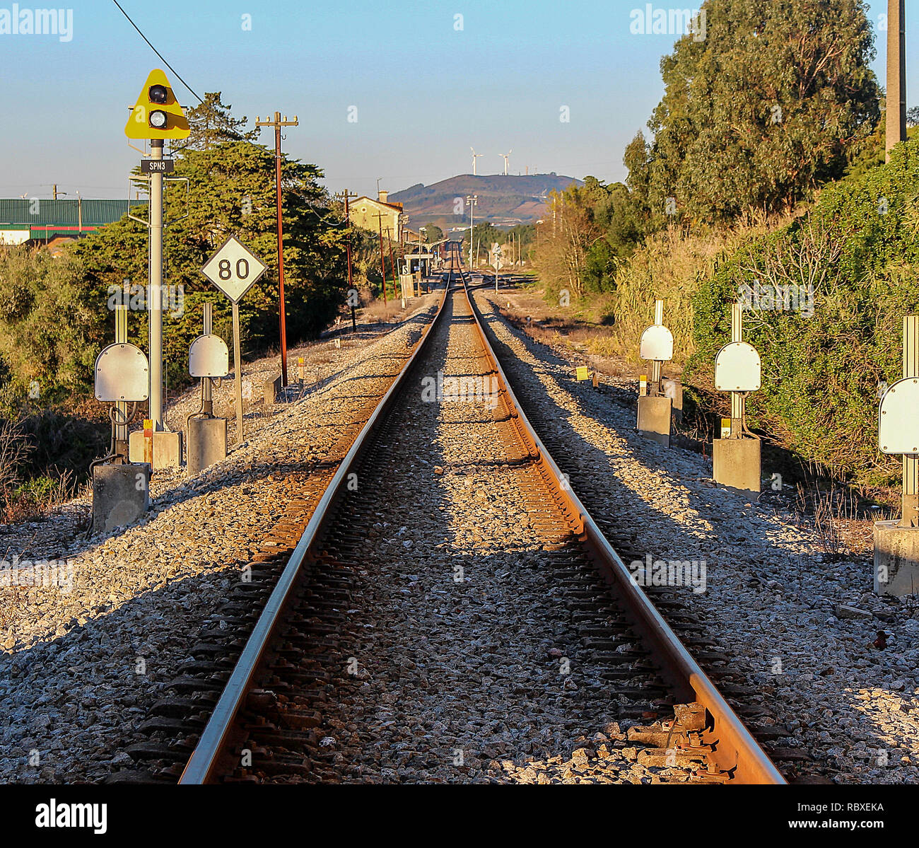 Railroad landscape. Railroad in Sintra, Portugal Stock Photo