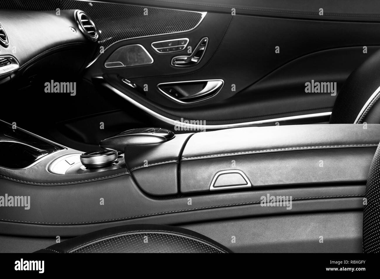 Modern Luxury car inside. Interior of prestige modern car. Comfortable