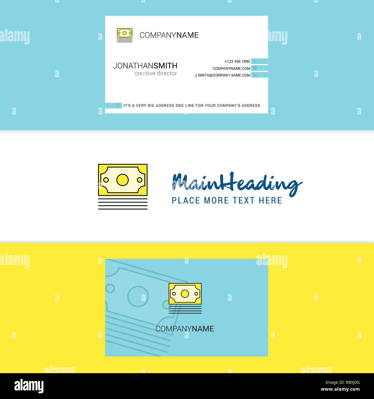 Beautiful Dollar Logo and business card. vertical Design Vector Stock