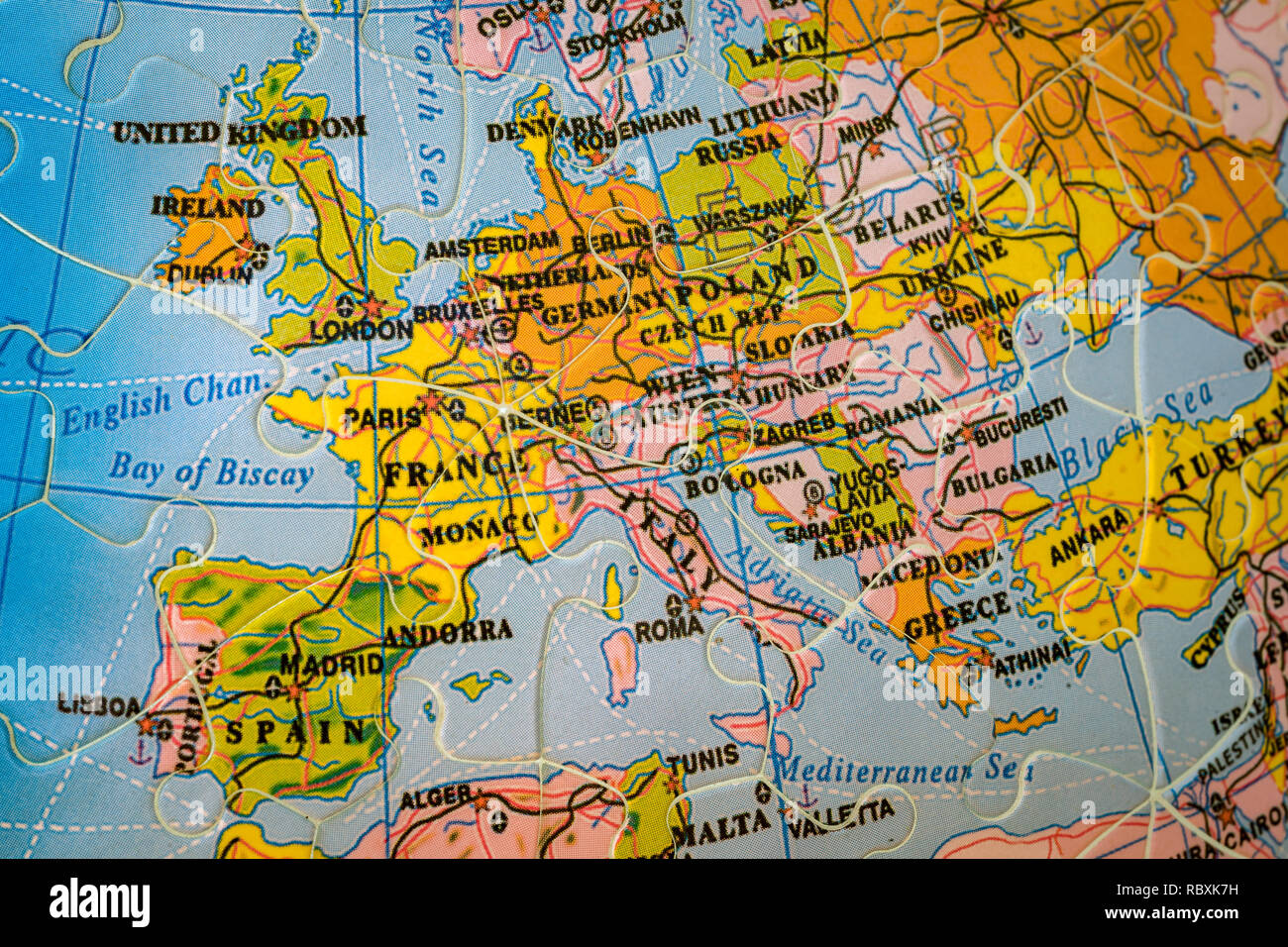Puzzle map of Europe Stock Photo