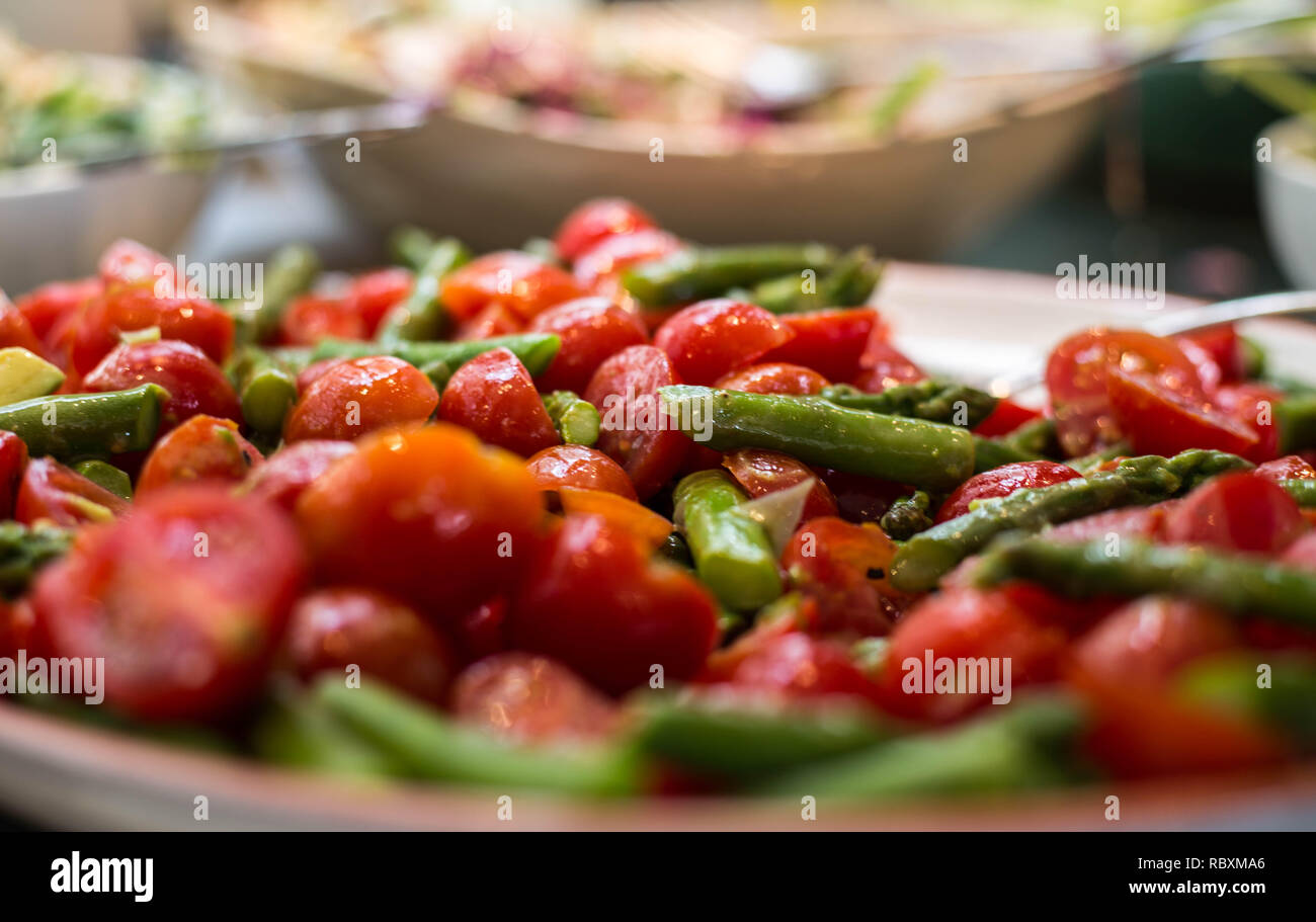 Tomato and asparagus salad Stock Photo