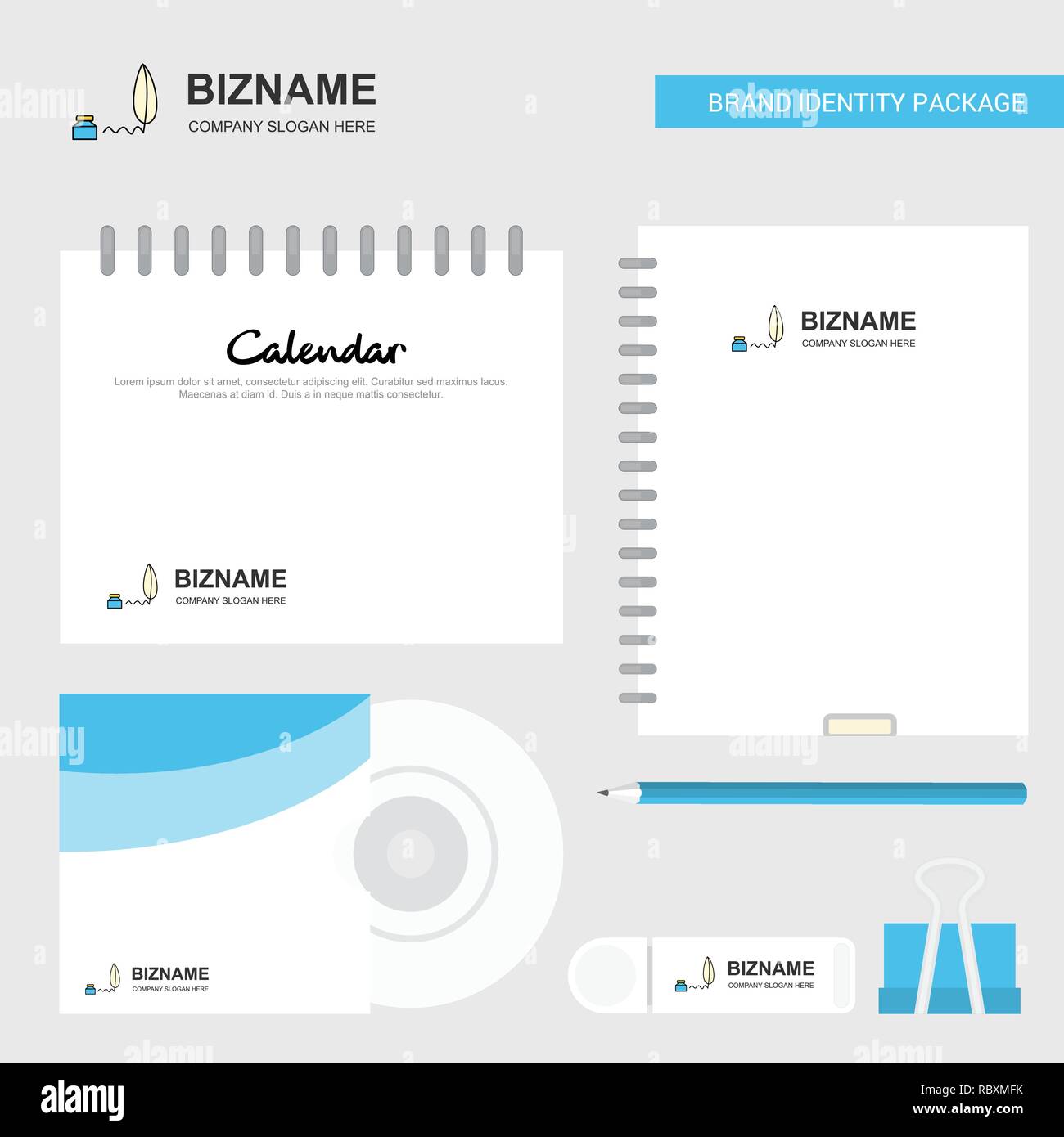 Writing Logo, Calendar Template, CD Cover, Diary and USB Brand Stationary  Package Design Vector Template Stock Vector Image & Art - Alamy
