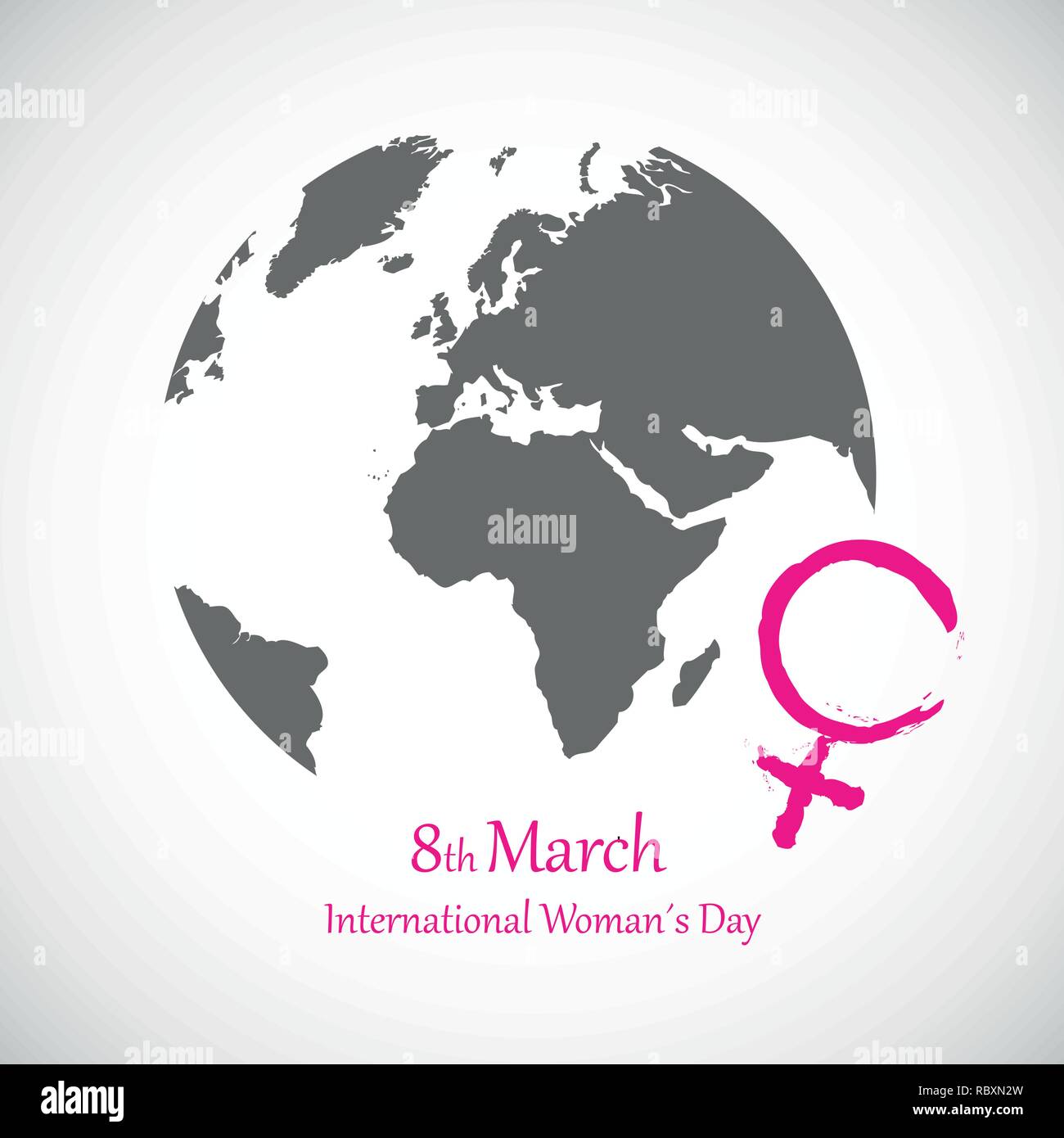 international women's day 8th march pink female symbol and earth vector illustration EPS10 Stock Vector
