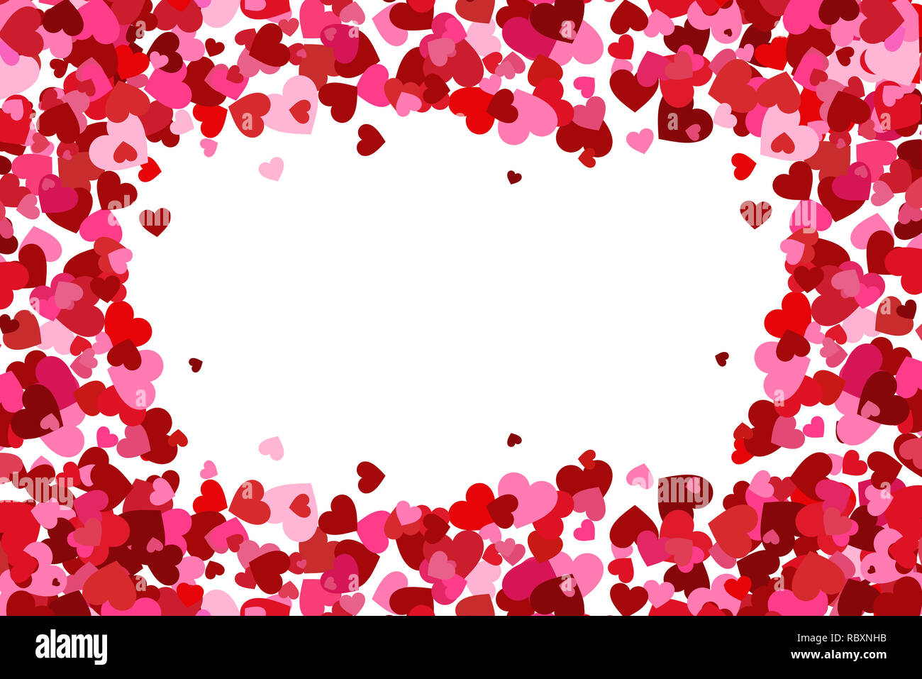 Flying heart confetti, valentines day background, romantic love simple  texture. Frame of hearts. Valentine's Day card Stock Photo - Alamy