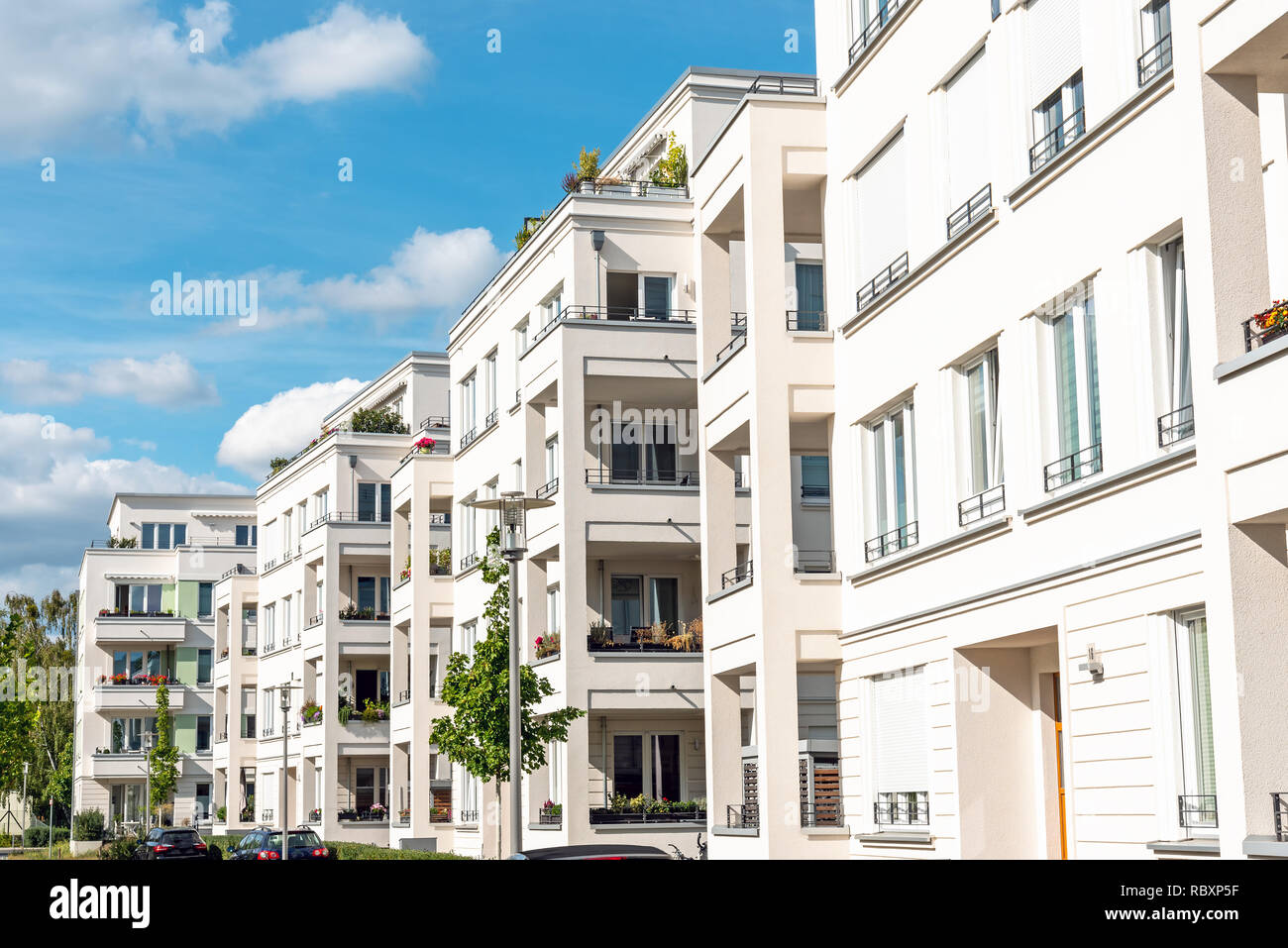Newly built white apartment buildings seen in Berlin, Germany Stock Photo Alamy