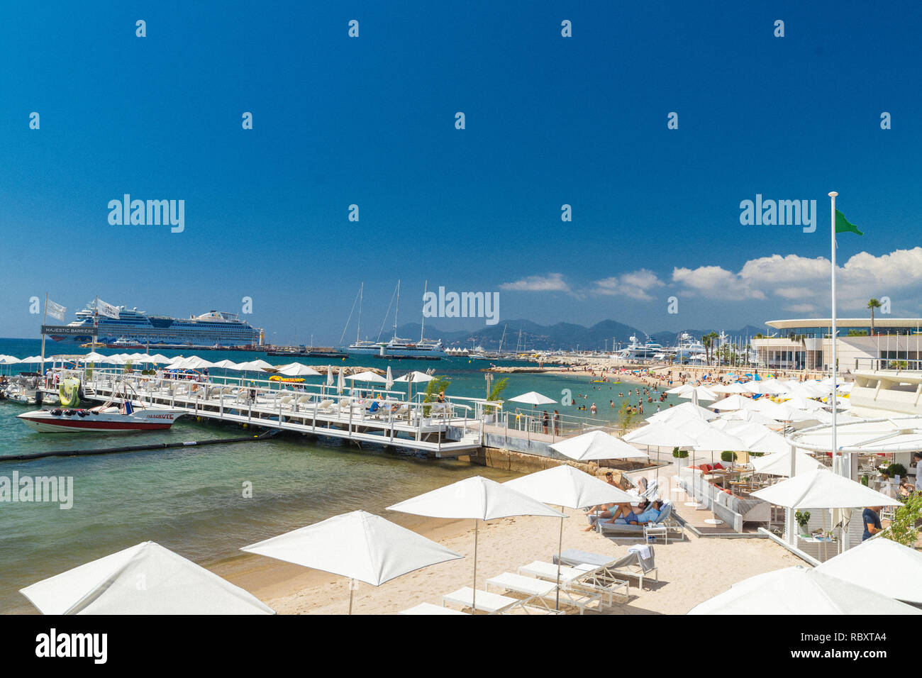 Cannes Beach Boats Stock Photo