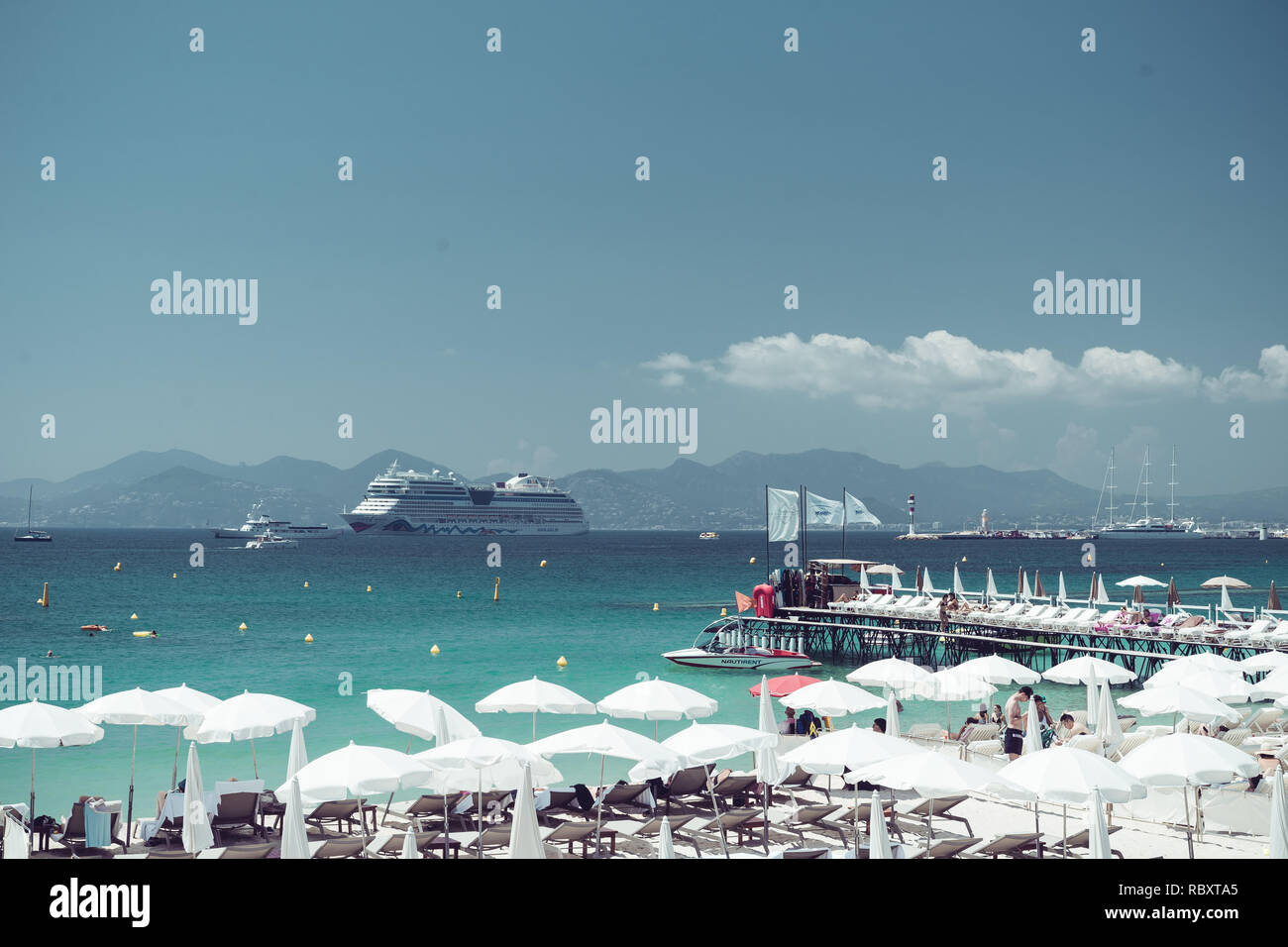 Cannes Beach Boats Stock Photo