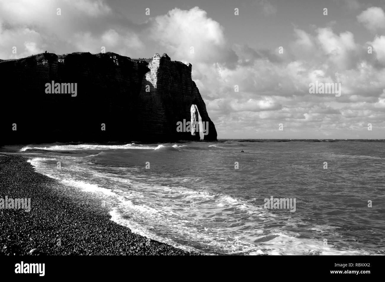 Beach and cliffs of Etretat, a tourist and farming norman french town Stock Photo