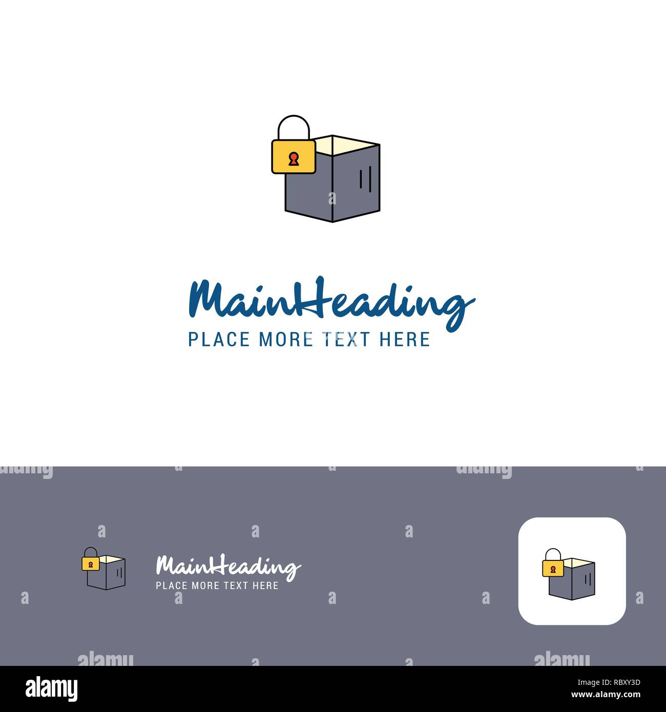 Creative Locked Box Logo Design Flat Color Logo Place For Tagline