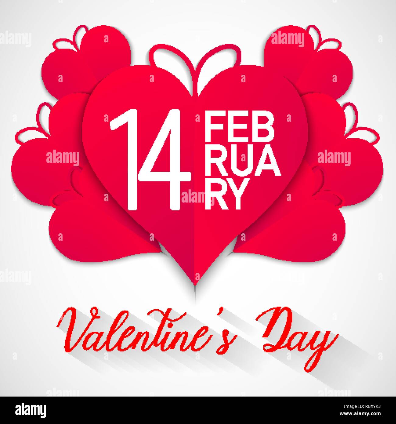 Happy valentines day, red hearts with white background, vector ...