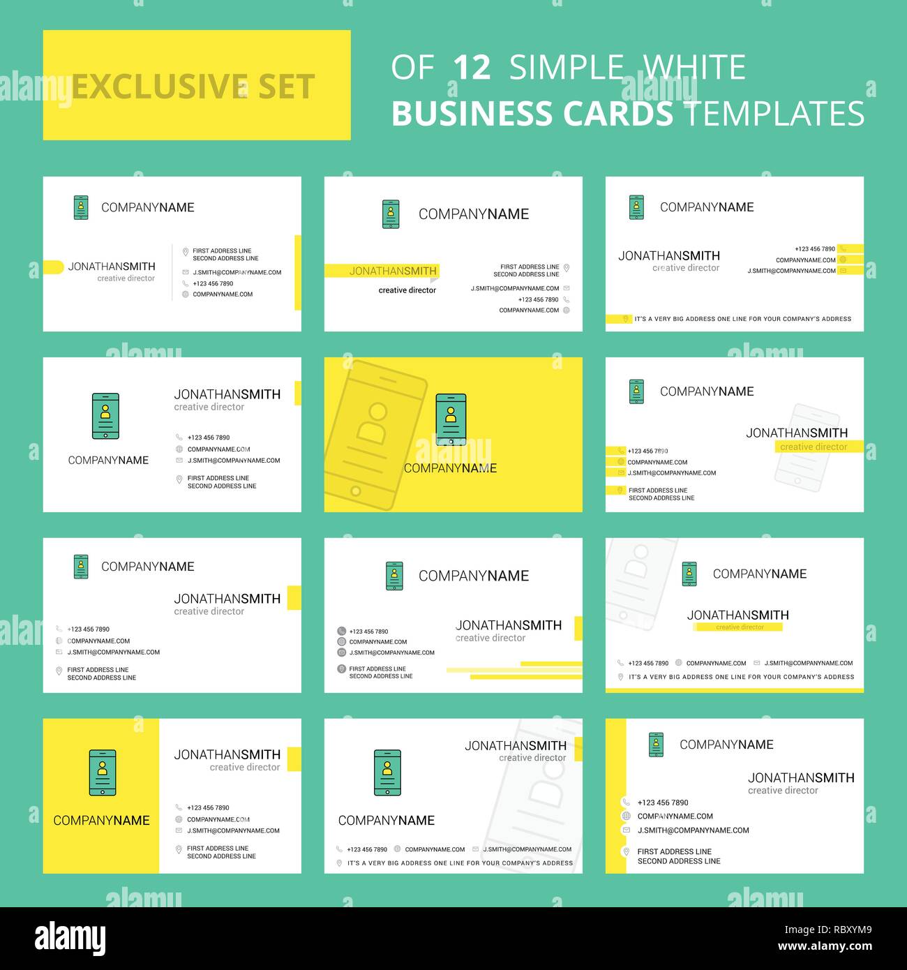 set of 12 user profile creative busienss card template