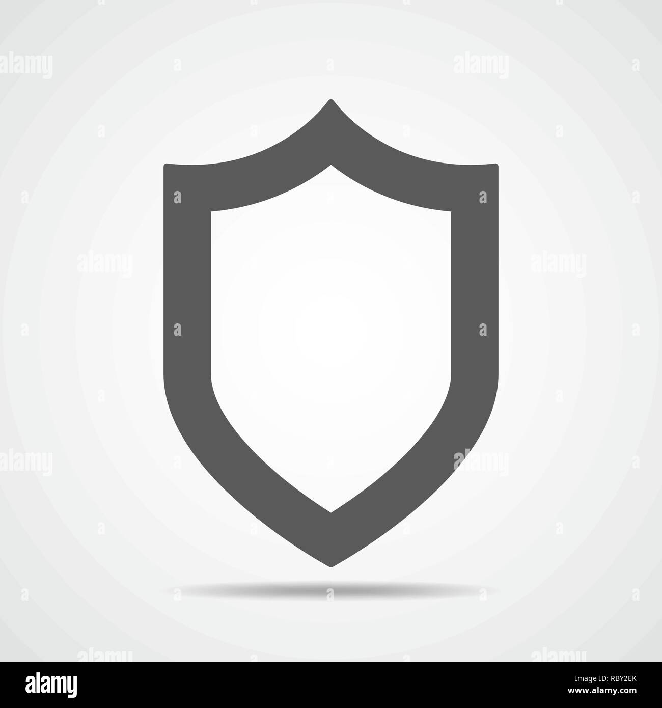 Gray shield in flat design. Vector illustration. Simple shield icon