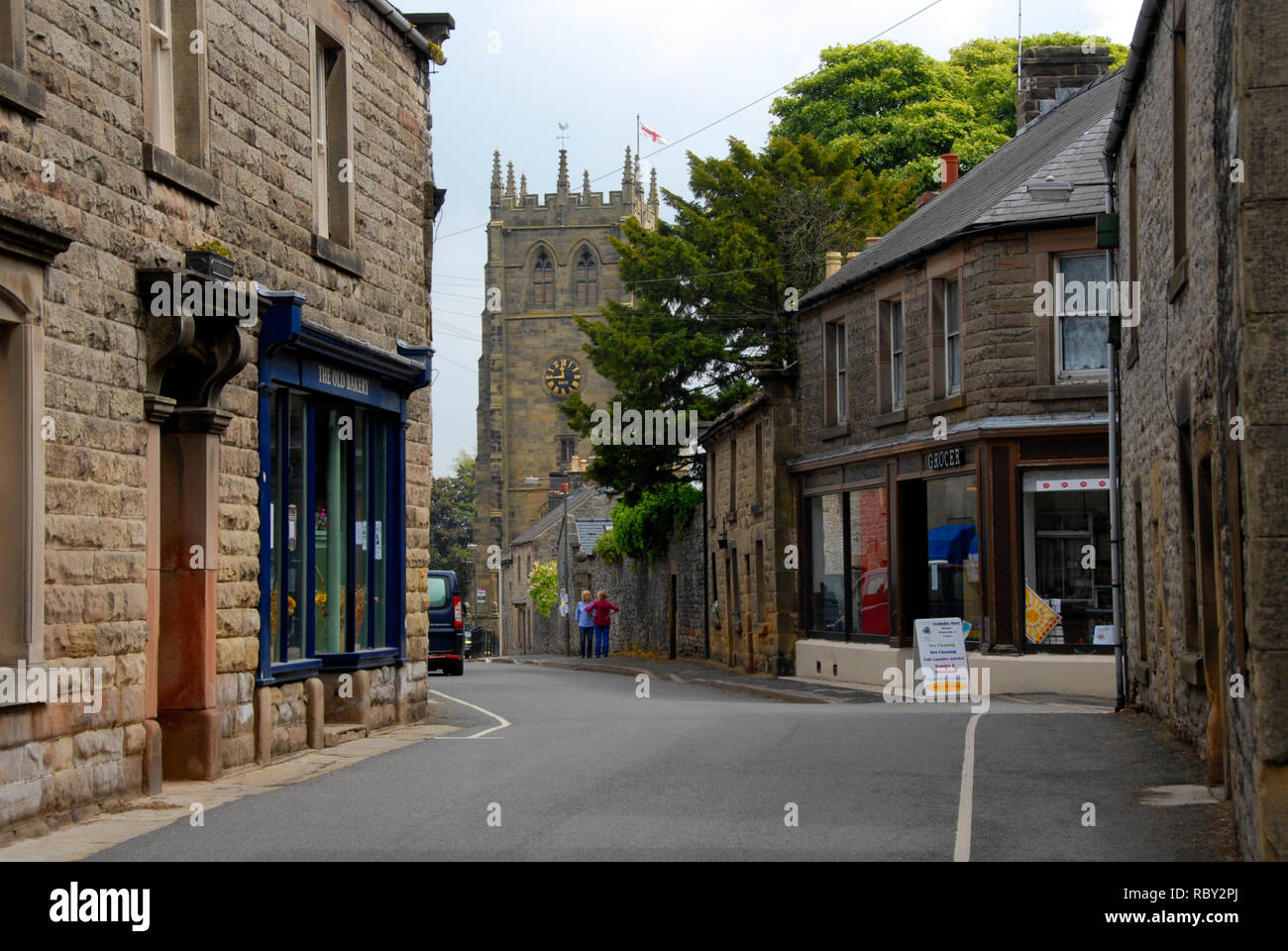 Main street through the village of Youlgreave, Derbyshire. Stock Photo