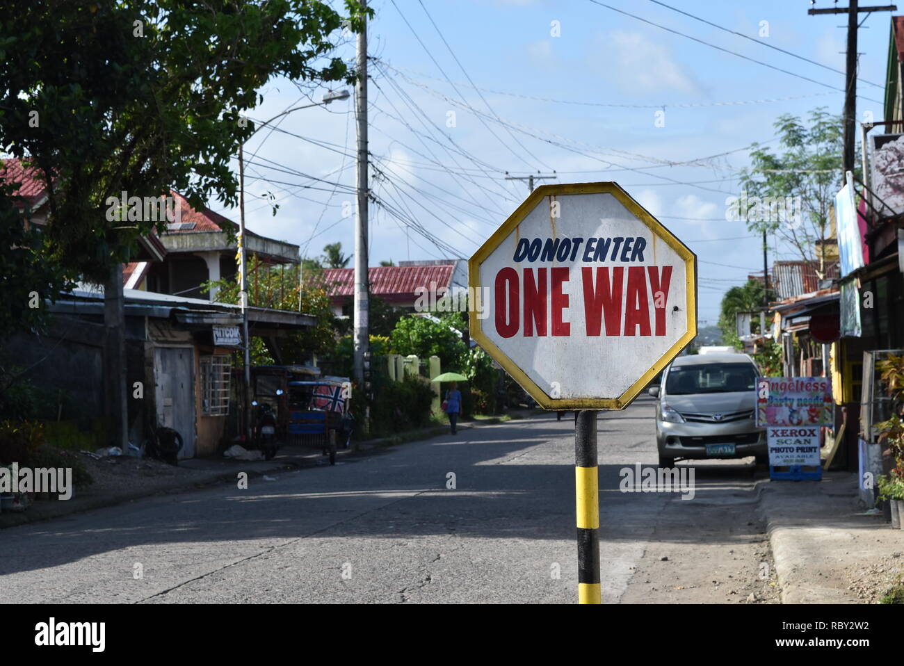 Do not enter one way signage stock photo alamy