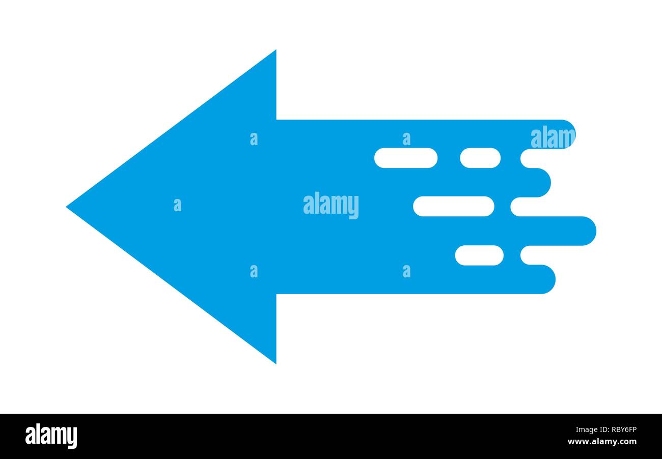 Linear arrow in flat design. Vector illustration. Blue arrow on white background Stock Vector