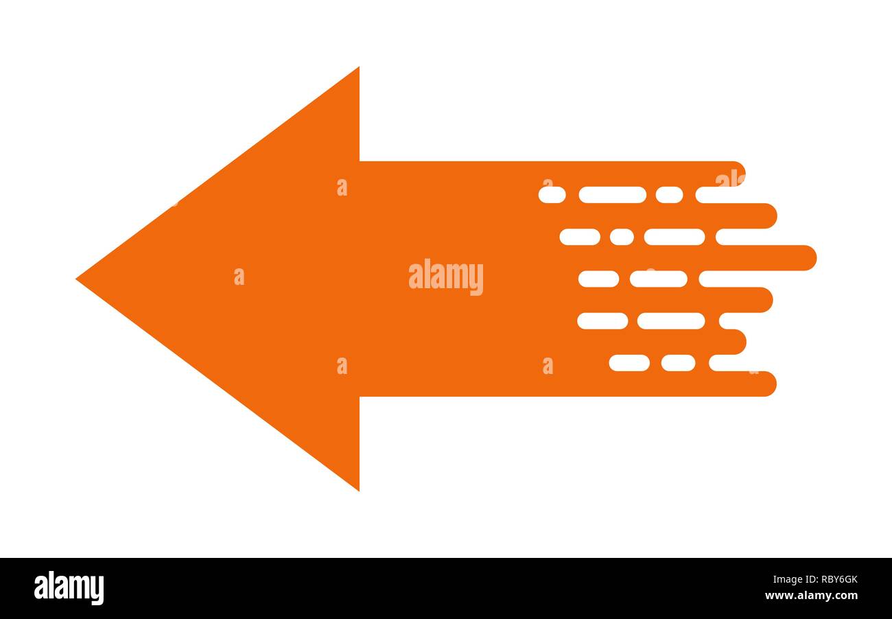 Linear arrow in flat design. Vector illustration. Orange arrow on white background Stock Vector