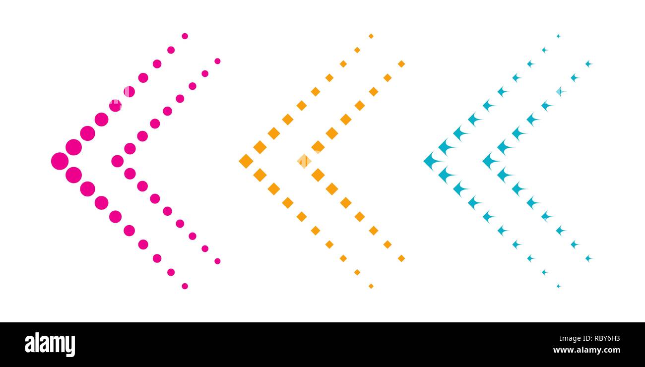 Set of colored arrows with halftone effect. Vector illustration. Arrows ...