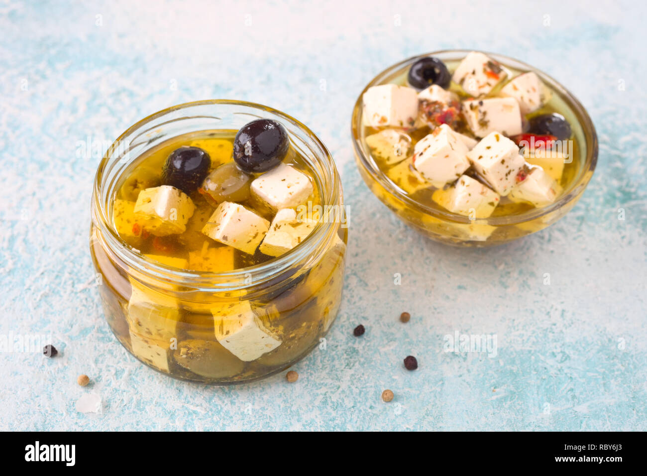 Marinated feta cheese Stock Photo Alamy