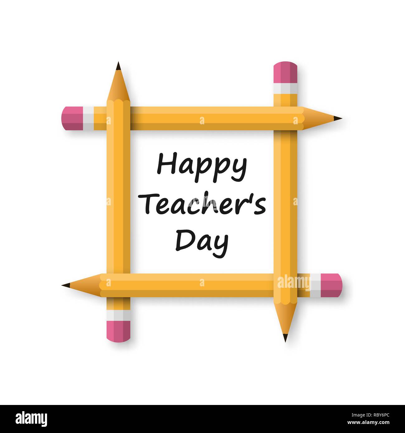 Happy Teachers Day banner. Vector illustration. Frame from pencil, isolated  on white background Stock Vector Image & Art - Alamy