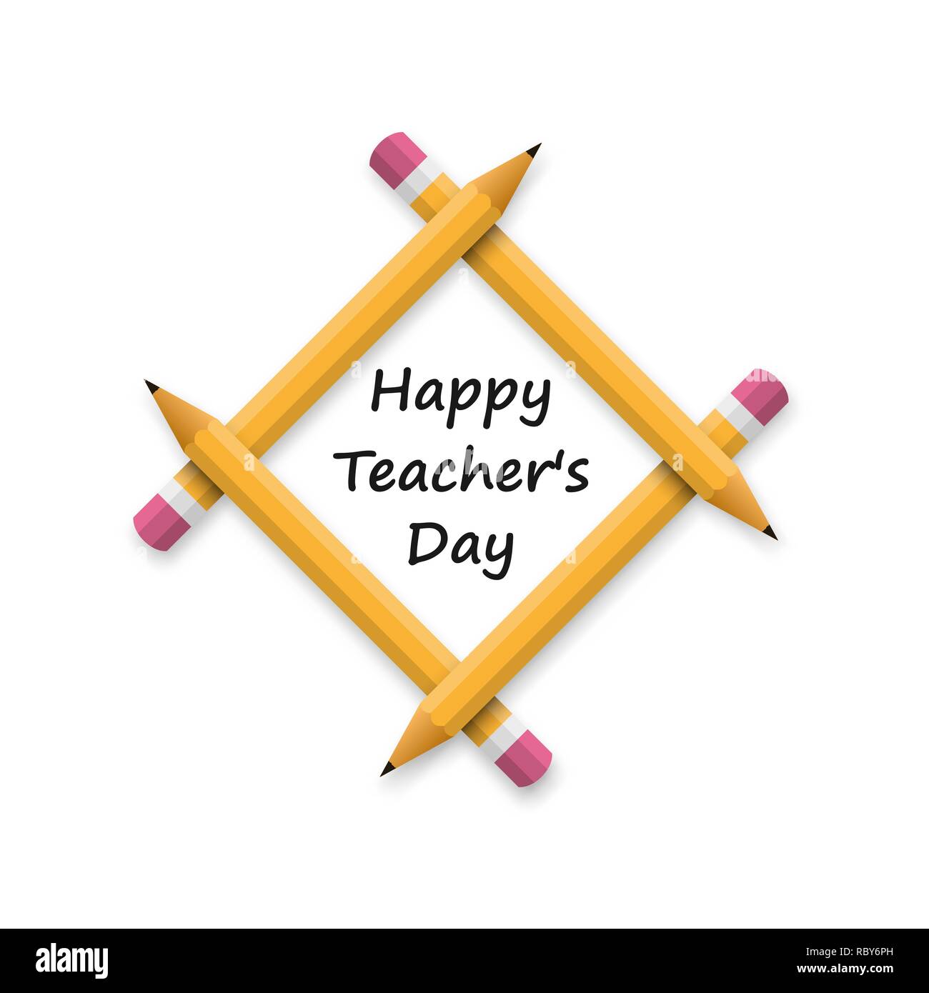 Happy Teachers Day Banner Vector Illustration Frame From Pencil