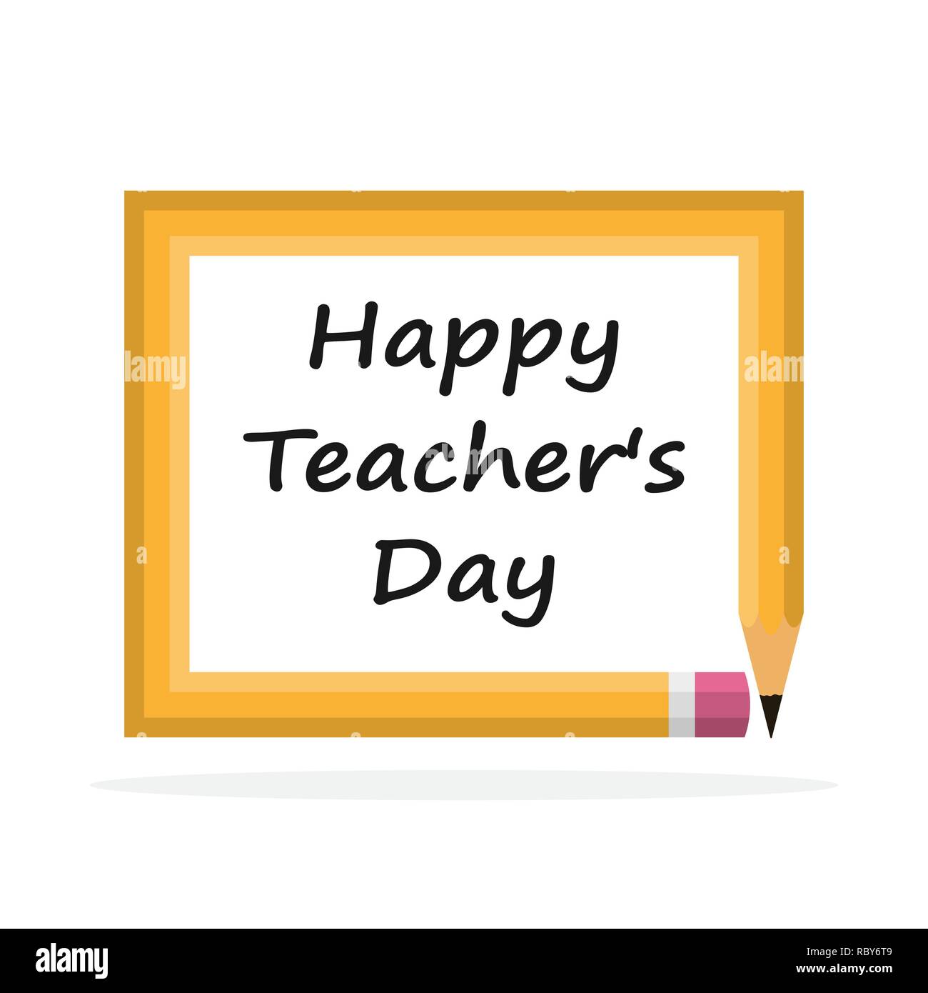 Happy Teachers Day Banner Vector Illustration Frame From Pencil