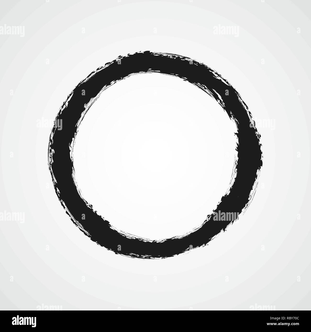 Black drawing of the circle in doodle cartoon style. Vector illustration. Hand drawn round frame, isolated. Stock Vector