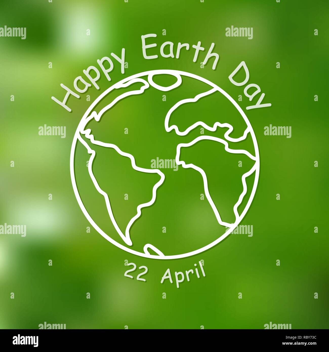 Happy Earth Day, greeting card. Vector illustration. Earth day, 22 April, banner with lettering and with Globe Stock Vector