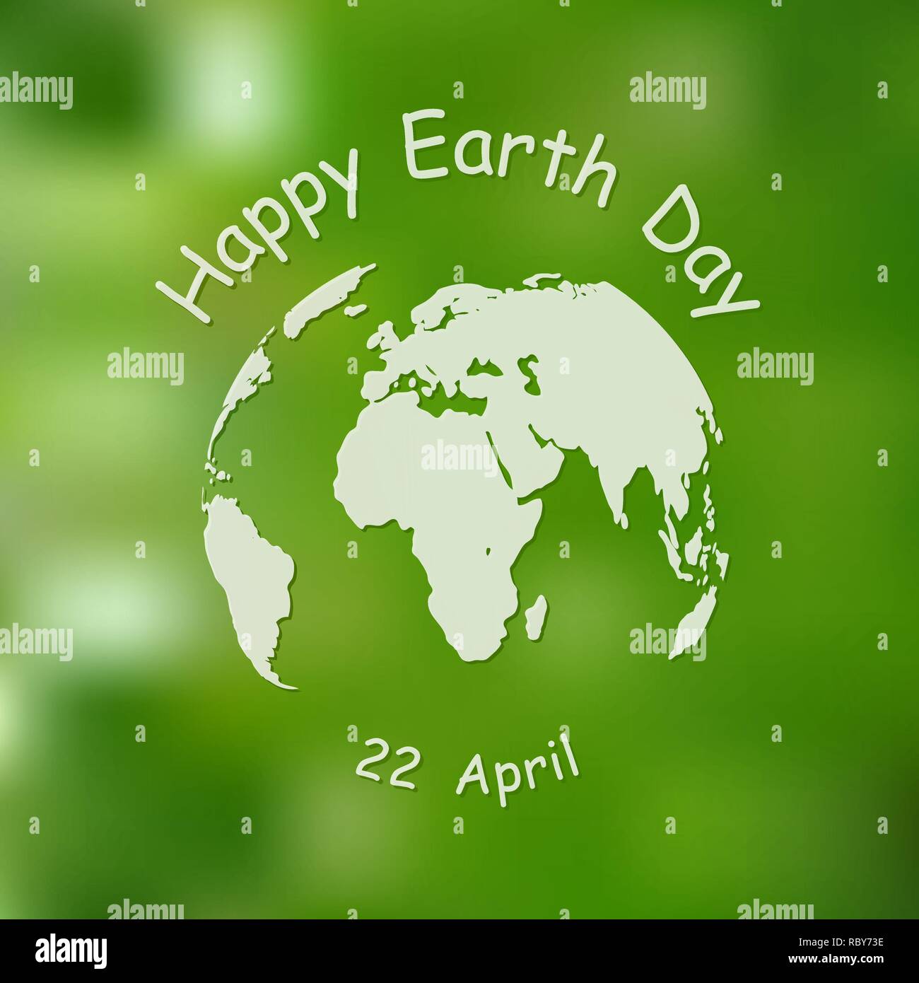 Happy Earth Day, greeting card. Vector illustration. Earth day, 22 April, banner with lettering and with Globe Stock Vector