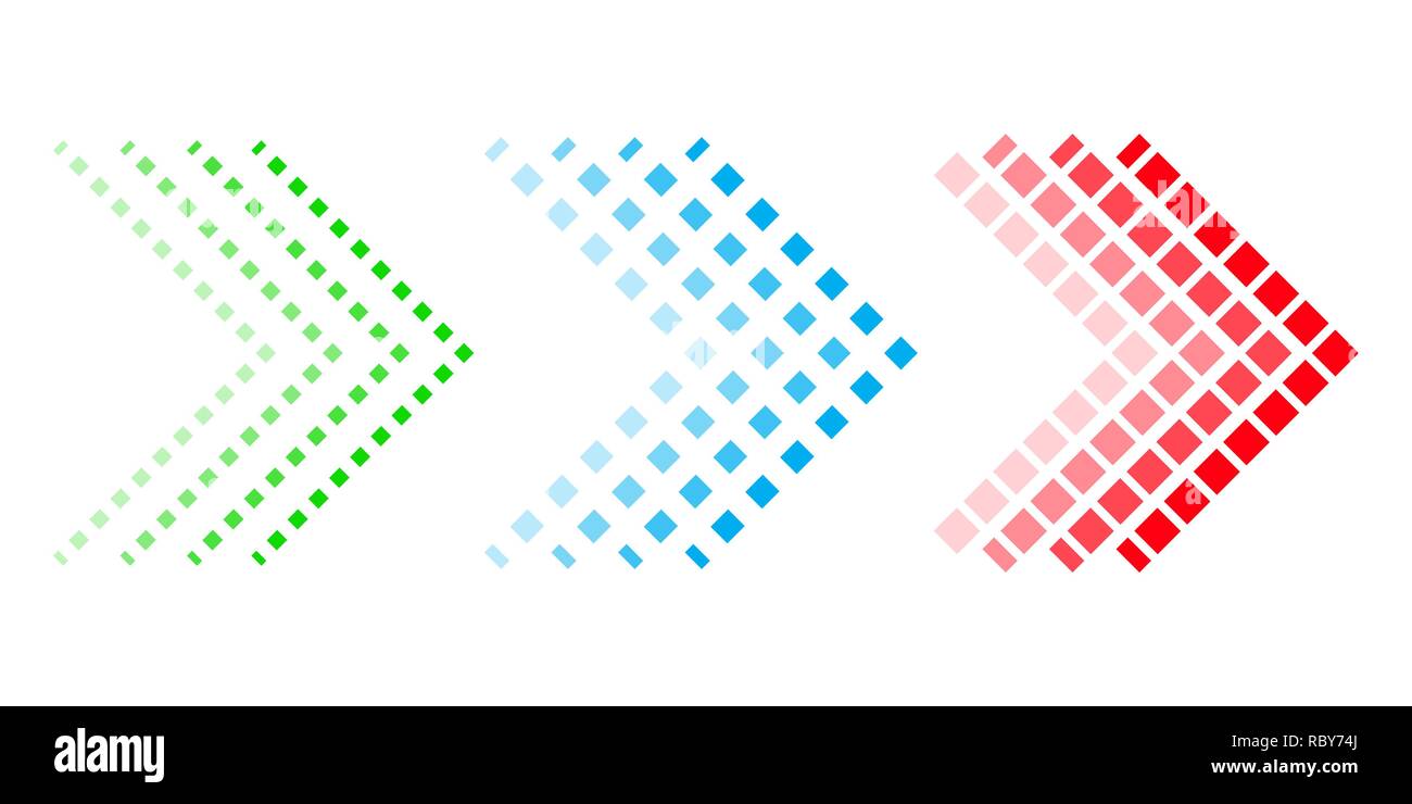 Set of colored arrows with halftone effect. Vector illustration. Arrows ...