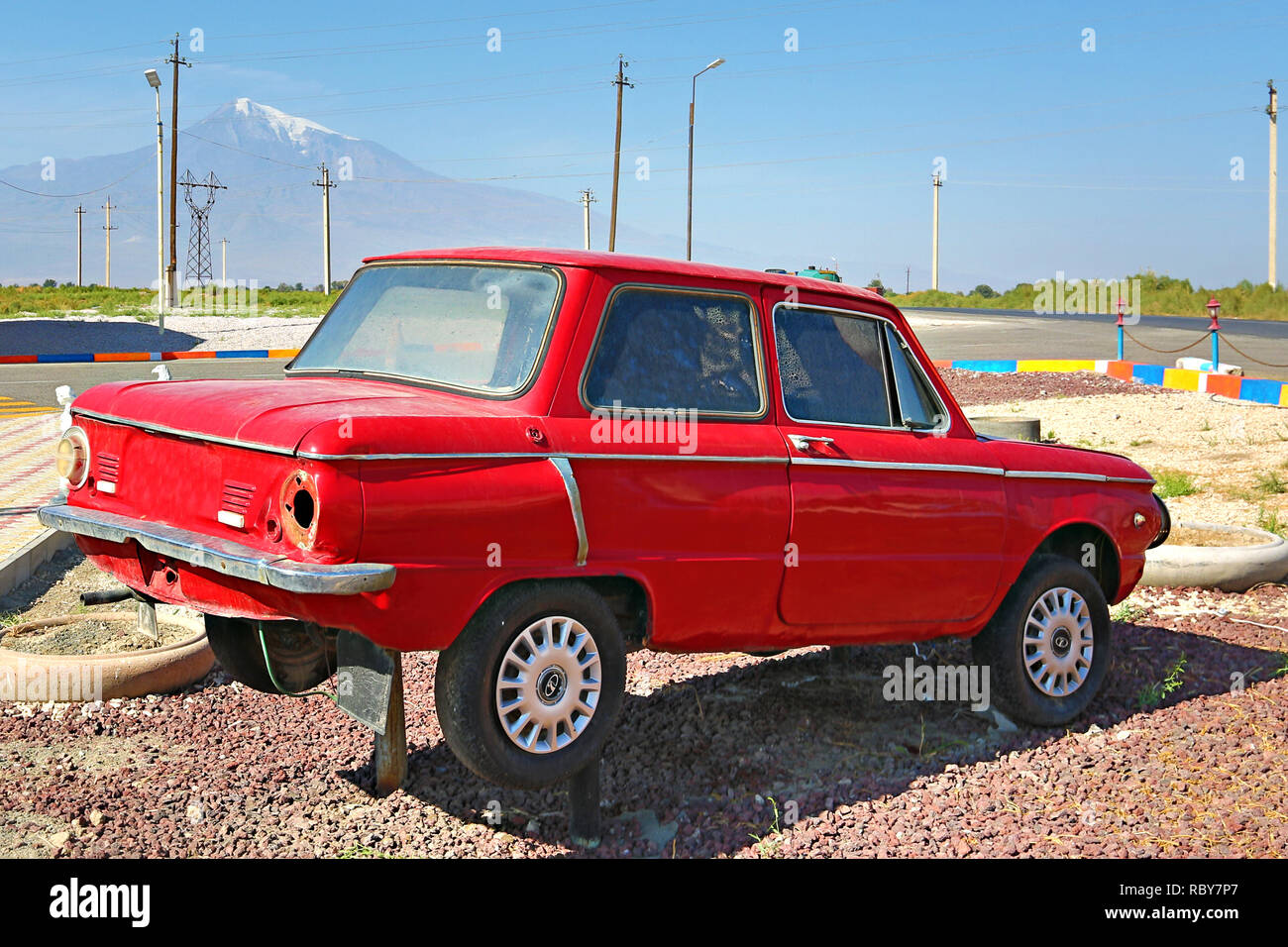 Old Zaporozhets car which was made in Ukraine during the Soviet time, Armenia Stock Photo