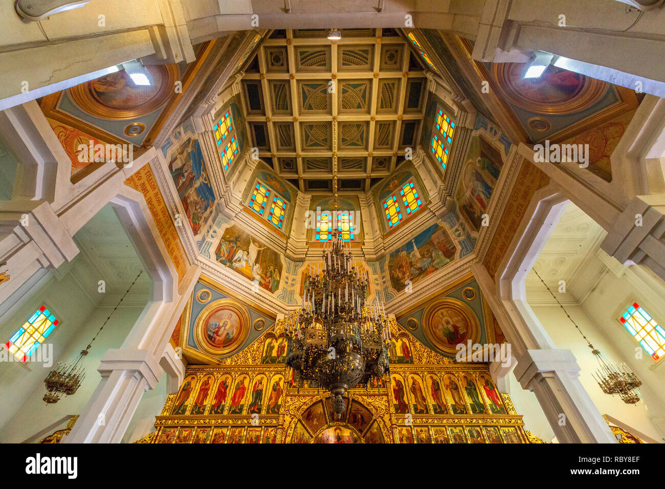 İnside of the Zenkov Cathedral, Almaty, Kazakhstan Stock Photo
