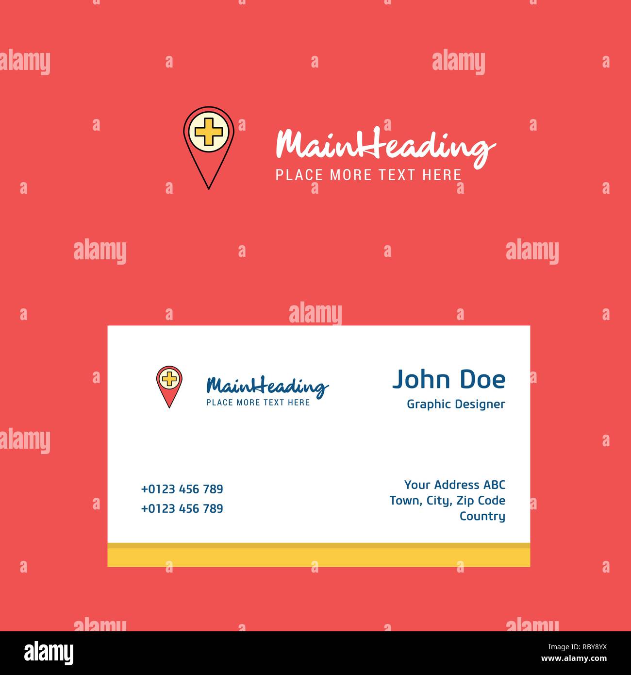 Hospital location logo Design with business card template. Elegant Within Hospital Id Card Template