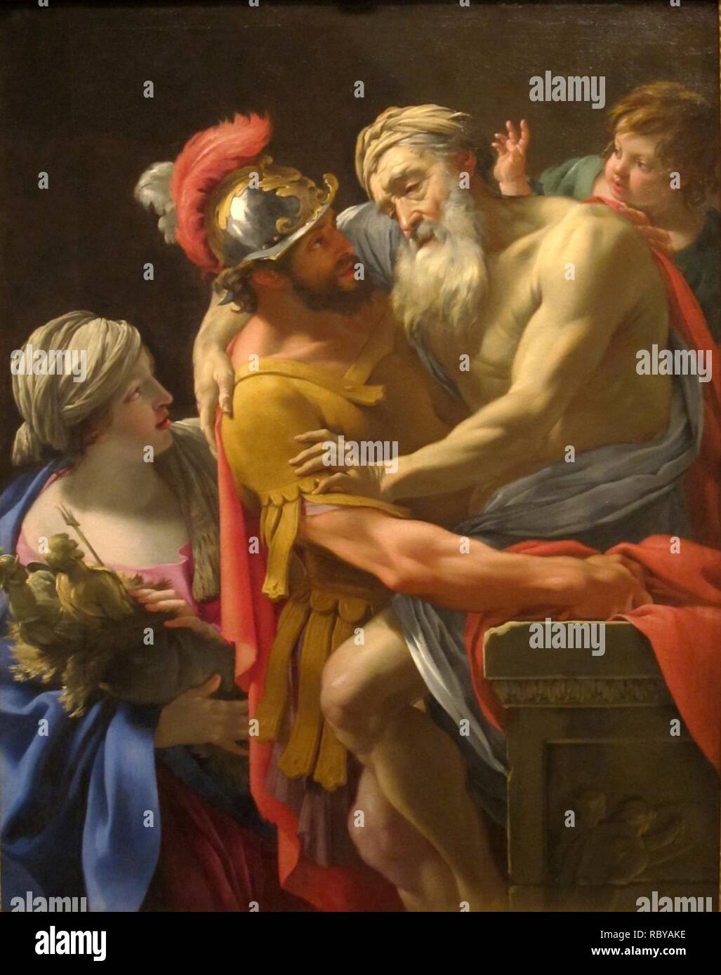 Aeneas and his Father Fleeing Troy by Simon Vouet, San Diego Museum of Art. Stock Photo