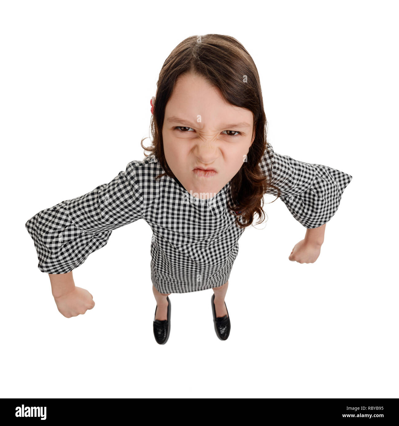 Angry kid with fists ready Stock Photo