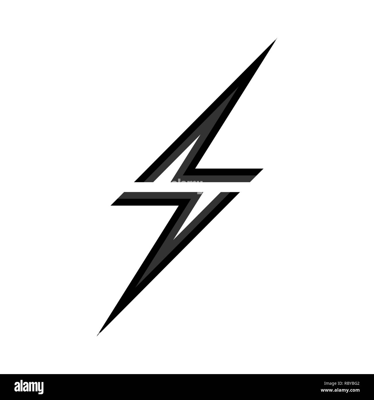 Lightning icon in flat design. Vector illustration. Black lightning icon isolated on white background. Stock Vector
