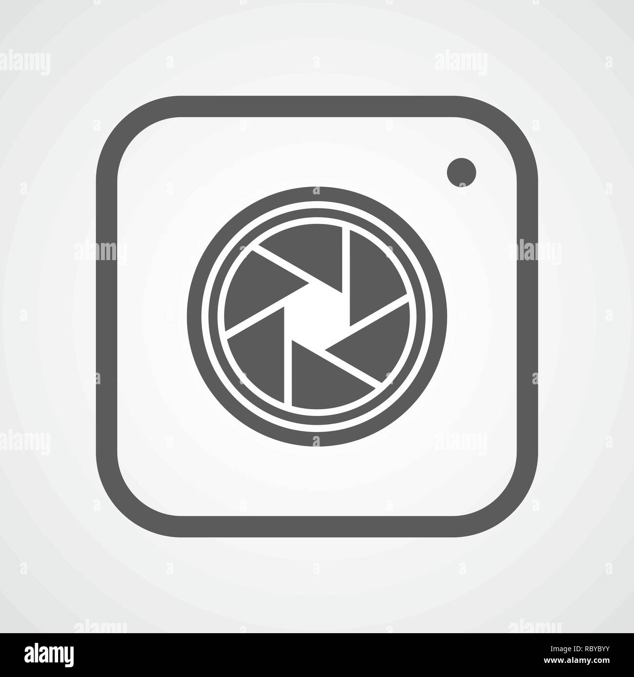 Gray photo camera icon in flat design. Vector illustration. Camera icon ...
