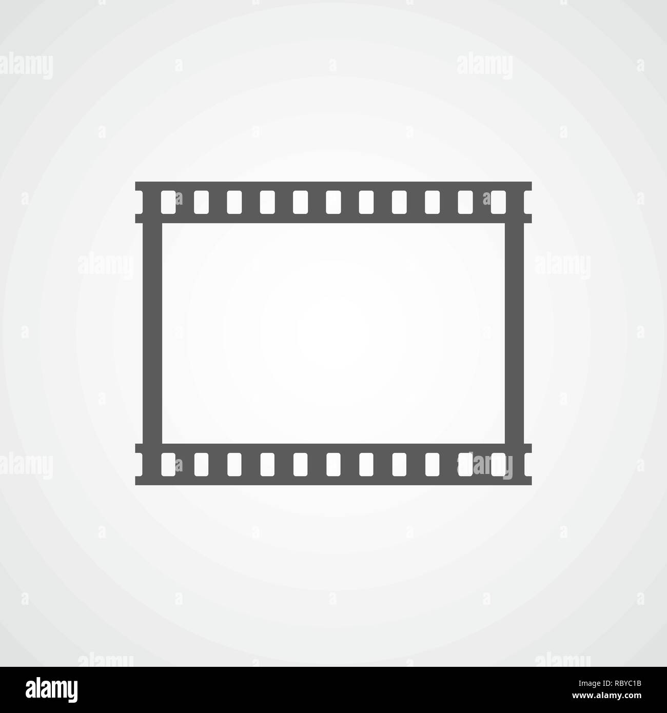 Gray Film icon in flat design. Vector illustration. Movie icon, isolated. Play Video icon Stock Vector