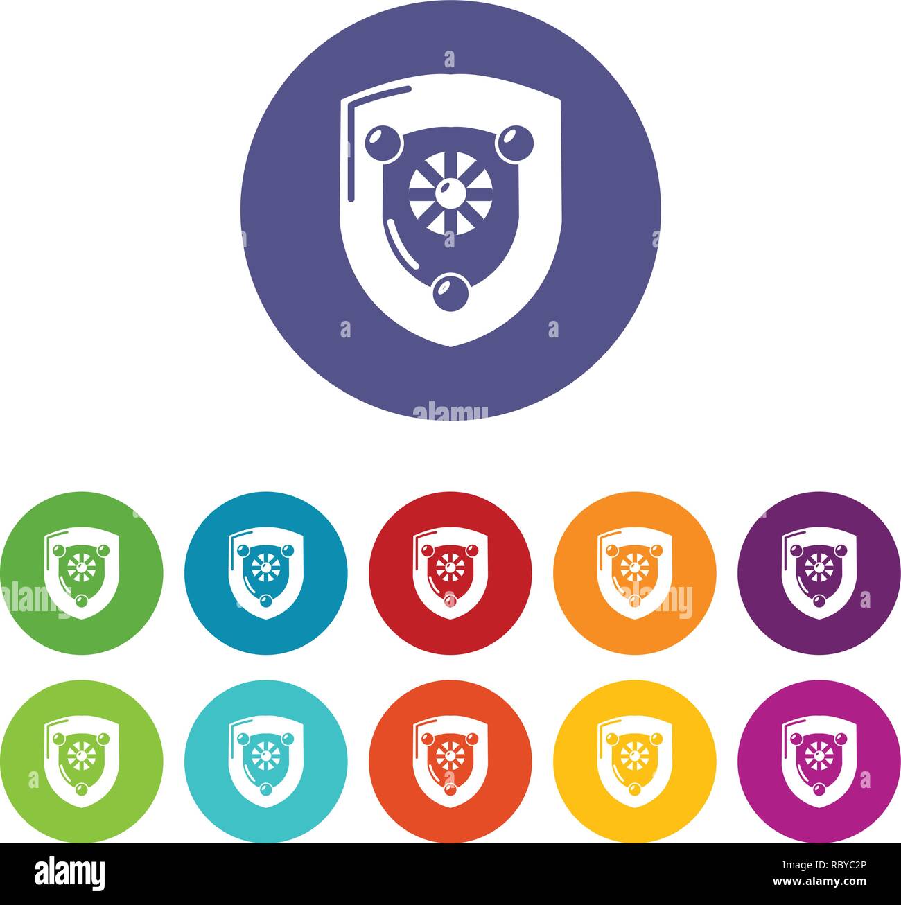 Antique shield icons set vector color Stock Vector