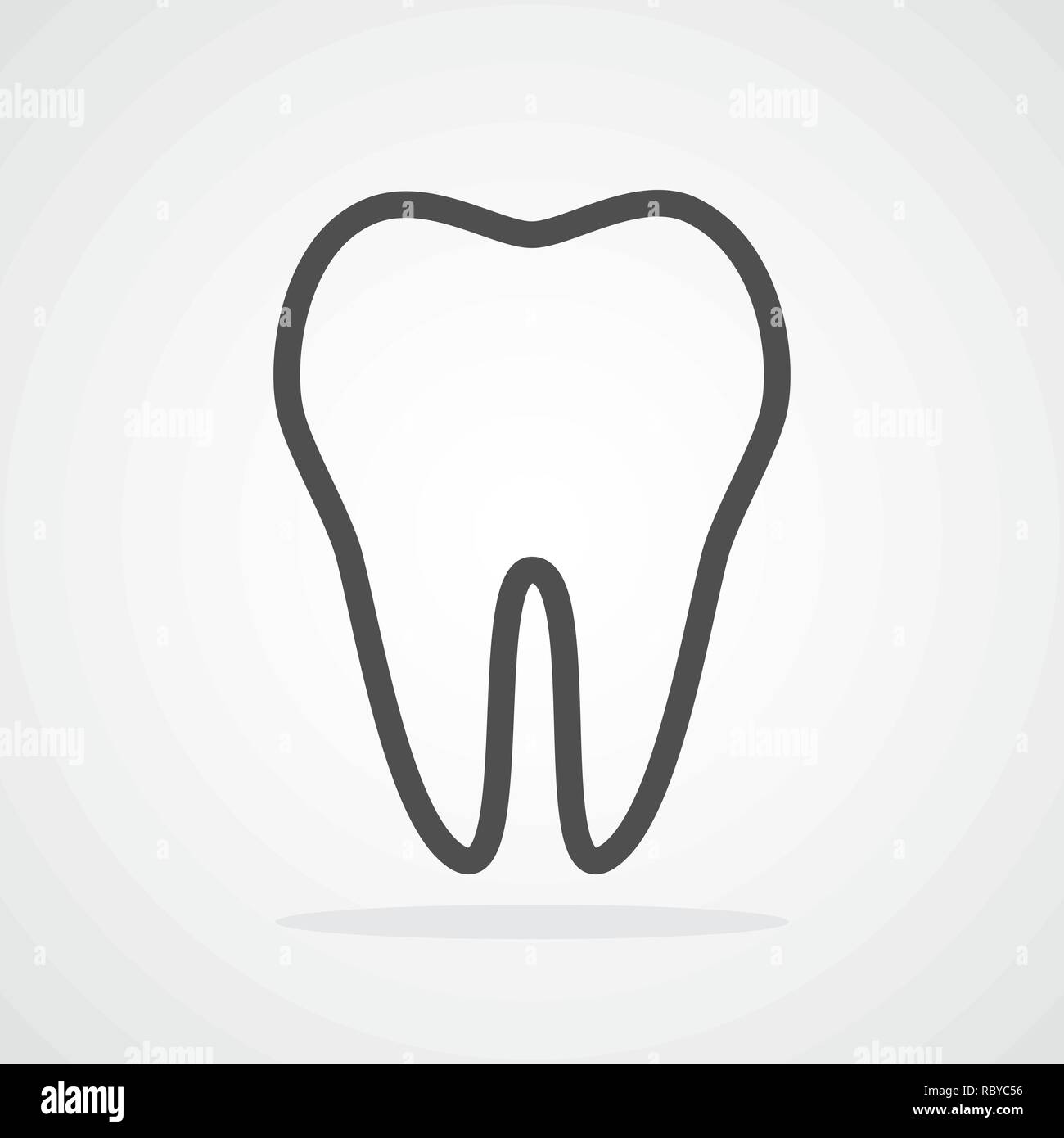 Tooth icon in flat style. Vector illustration. Gray Tooth contour, isolated. Stock Vector
