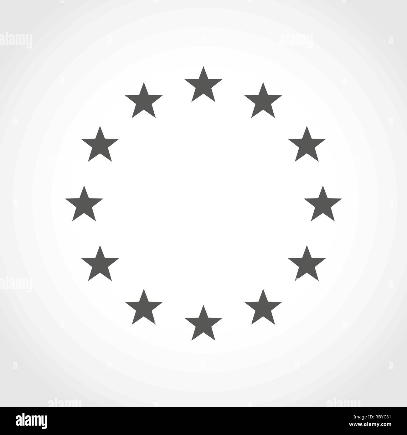 The wreath of stars of EU isolated. Vector illustration. Circle of gray stars or EU flag Stock Vector