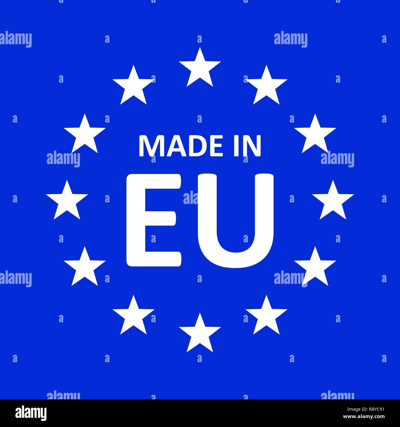 Made In Europe icon in flat style. Vector illustration. Export production symbol with stars. Stock Vector