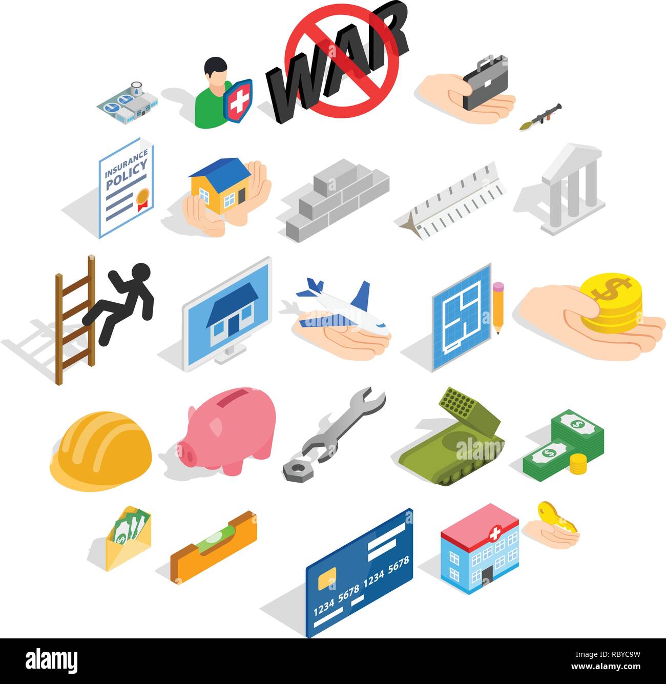 Bonanza icons set, isometric style Stock Vector