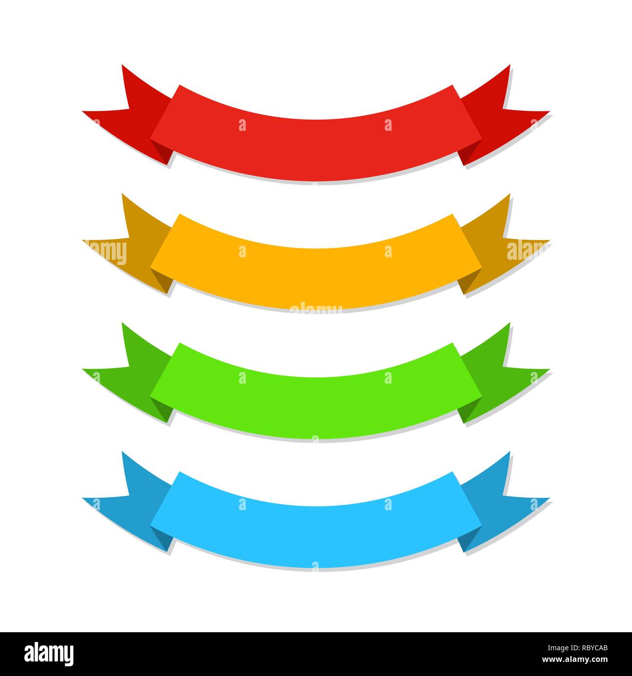 Set of Ribbons in flat design. Vector illustration. Colored ribbons