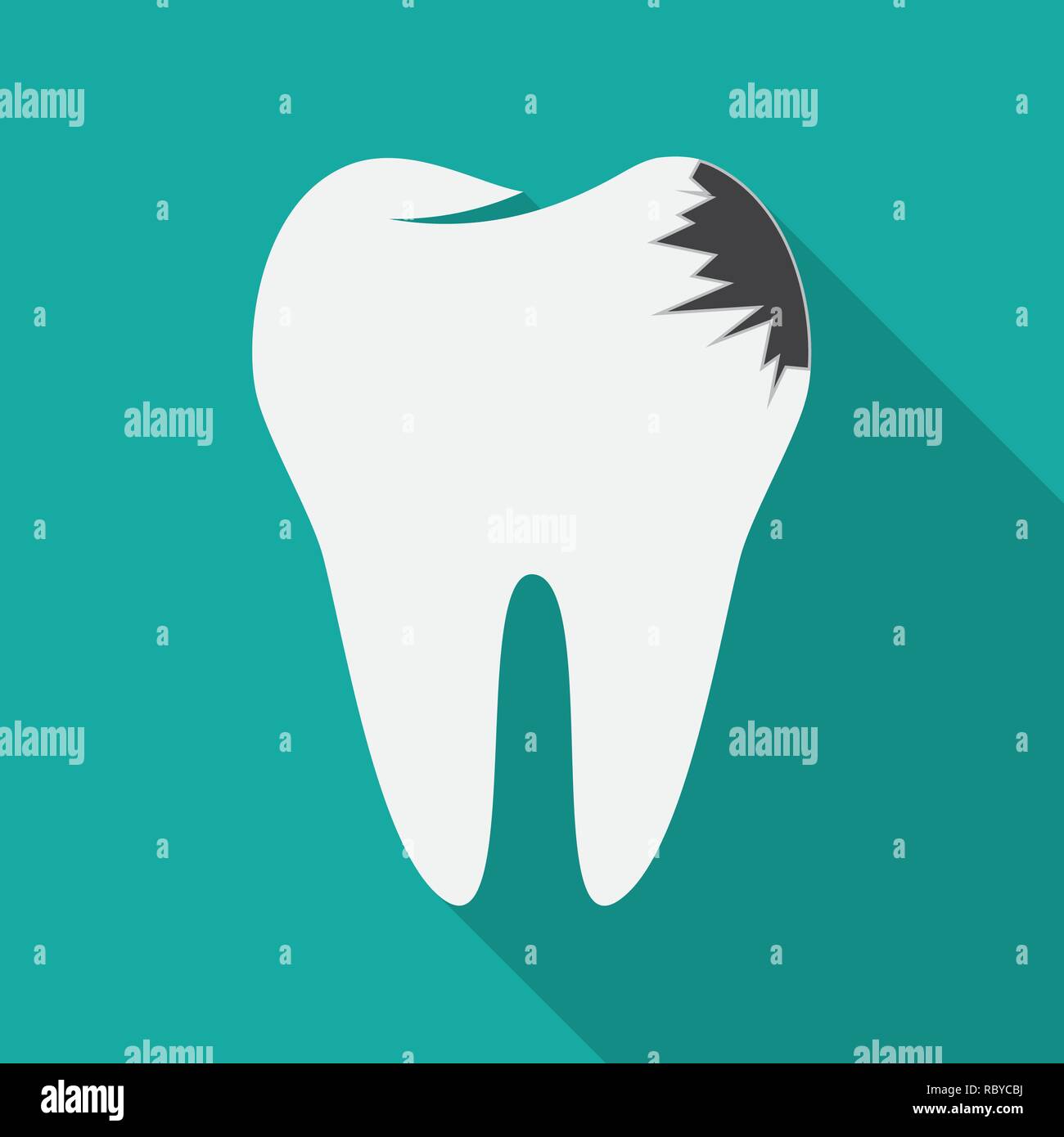 Cracked tooth icon in flat style. Vector Illustration. Decay and destroy tooth. Stock Vector